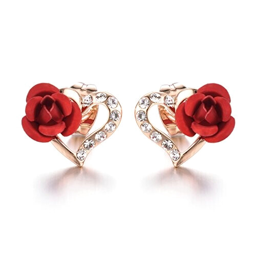 Boucles d'oreille La belle et la bête or rouge plaqué or variant 2 