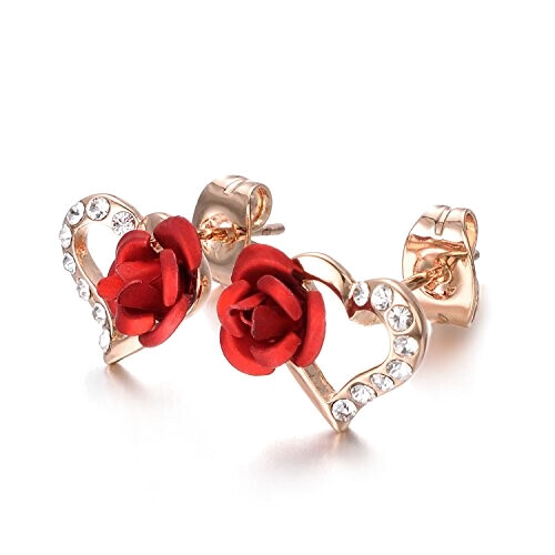Boucles d'oreille La belle et la bête or rouge plaqué or variant 3 