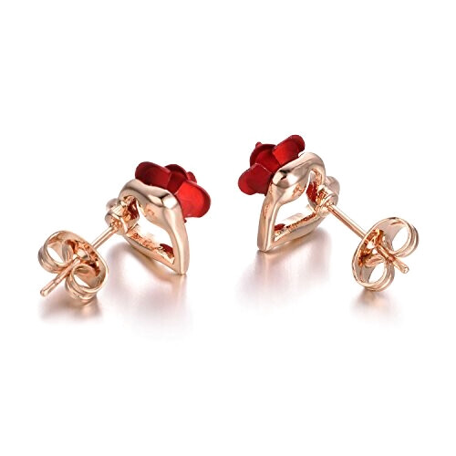 Boucles d'oreille La belle et la bête or rouge plaqué or variant 5 