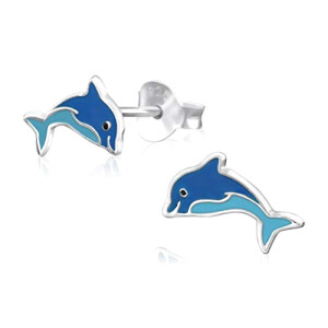 Boucles d'oreille Dauphin bleu