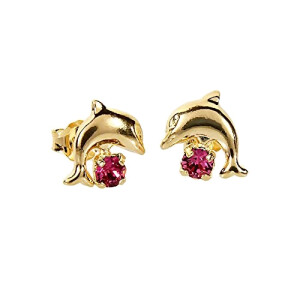 Boucles d'oreille Dauphin rose plaqué or