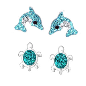 Boucles d'oreille Dauphin bleu-vert