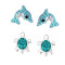 Boucles d'oreille Dauphin bleu-vert - miniature