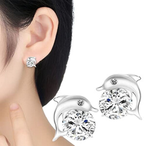 Boucles d'oreille Dauphin blanc