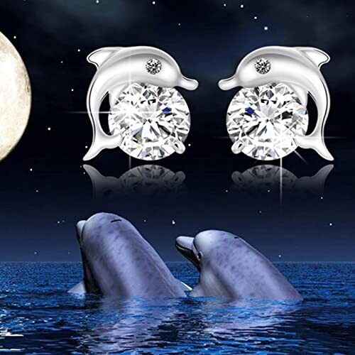Boucles d'oreille Dauphin blanc variant 0 
