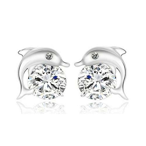 Boucles d'oreille Dauphin blanc variant 4 