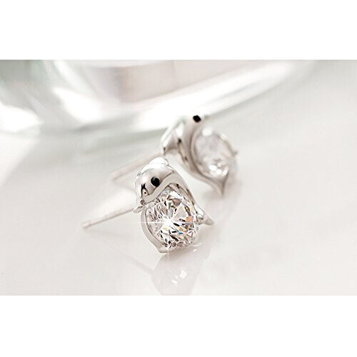 Boucles d'oreille Dauphin blanc plaqué or variant 2 