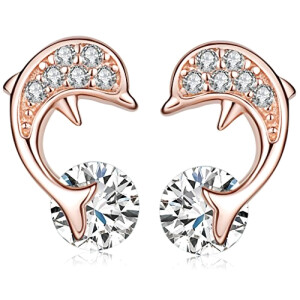 Boucles d'oreille Dauphin or rose