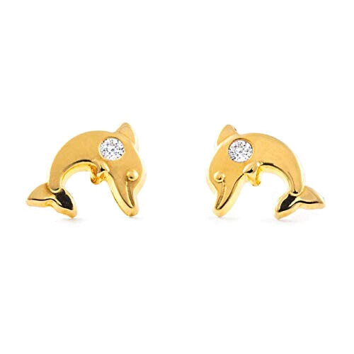 Boucles d'oreille Dauphin or jaune