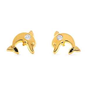 Boucles d'oreille Dauphin or jaune