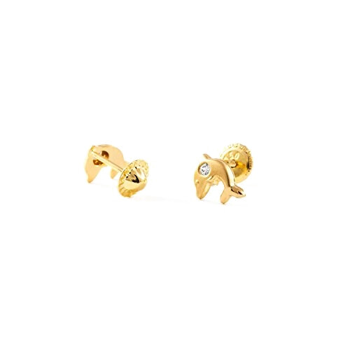 Boucles d'oreille Dauphin or jaune variant 1 