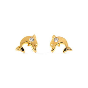 Boucles d'oreille Dauphin or jaune