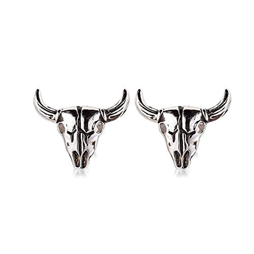 Boucles d'oreille Taureau argenté à tige variant 2 