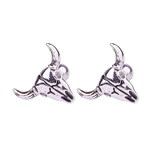 Boucles d'oreille Taureau argenté à tige variant 3 