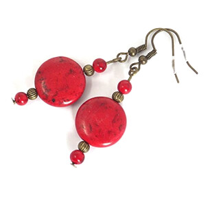 Boucles d'oreille rouge bronze