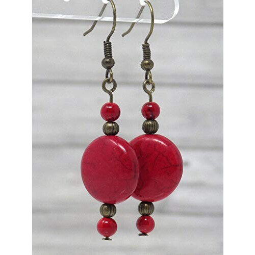 Boucles d'oreille rouge bronze variant 0 