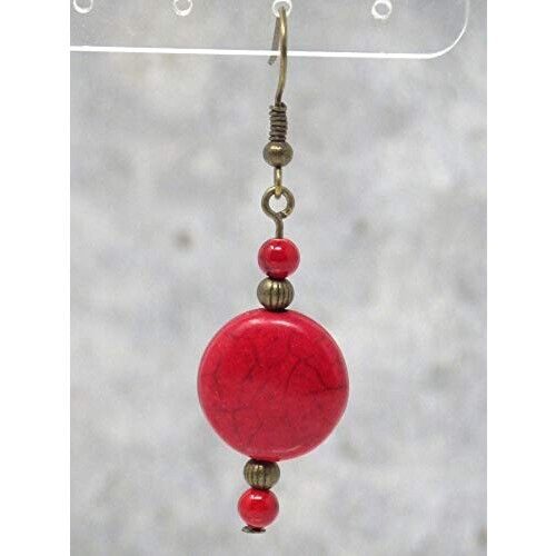 Boucles d'oreille rouge bronze variant 1 