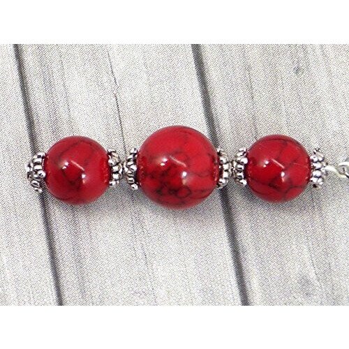 Boucles d'oreille rouge argent acier variant 2 