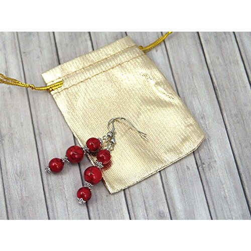 Boucles d'oreille rouge argent acier variant 5 