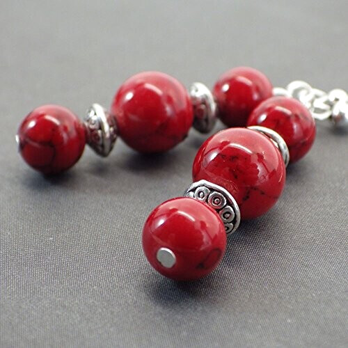 Boucles d'oreille rouge argent acier variant 2 