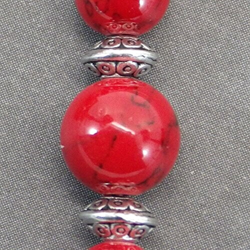 Boucles d'oreille rouge argent acier variant 3 