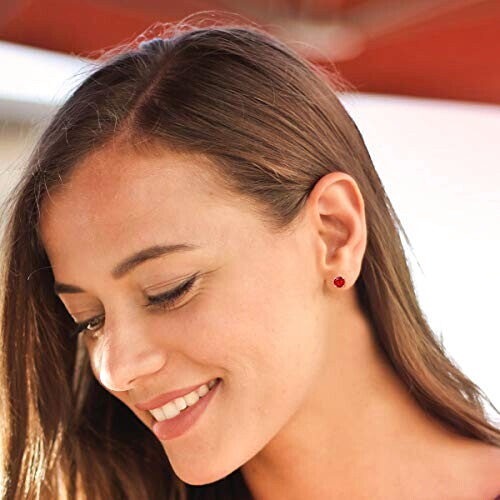 Boucles d'oreille rouge siam variant 2 