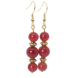 Boucles d'oreille rouge or doré