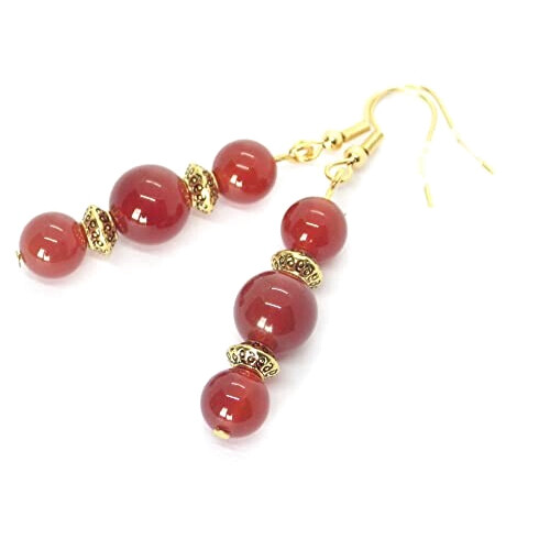 Boucles d'oreille rouge or doré variant 0 