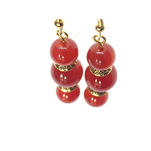 Boucles d'oreille rouge or doré variant 1 