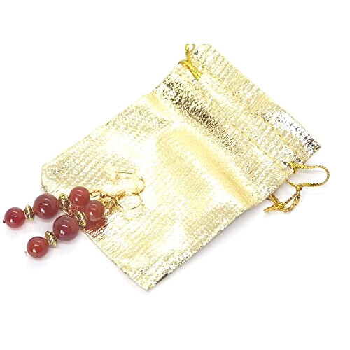 Boucles d'oreille rouge or doré variant 2 