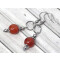 Boucles d'oreille rouge acier argent marron orange - miniature variant 1