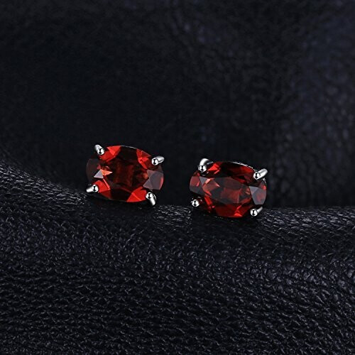 Boucles d'oreille rouge - ovale ct naturelle grenat argent variant 1 