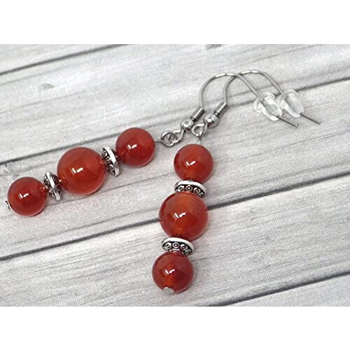 Boucles d'oreille rouge acier argent orange variant 0 