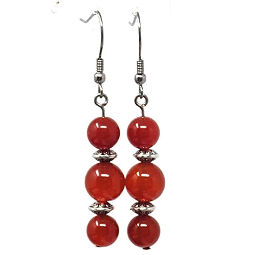 Boucles d'oreille rouge acier argent orange variant 1 