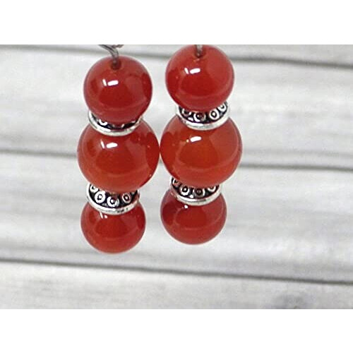 Boucles d'oreille rouge acier argent orange variant 3 