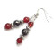 Boucles d'oreille rouge noir argent acier - miniature