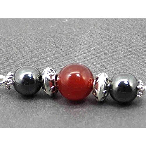 Boucles d'oreille rouge noir argent acier variant 5 