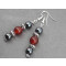 Boucles d'oreille rouge noir argent acier - miniature variant 1