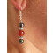 Boucles d'oreille rouge noir argent acier - miniature variant 3