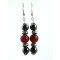 Boucles d'oreille rouge noir argent acier - miniature variant 5