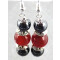 Boucles d'oreille rouge noir argent acier - miniature variant 7
